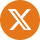 A white letter x in front of an orange circle.